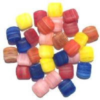 30 11mm Flat Puffed Square Matte Marble Bead Mix